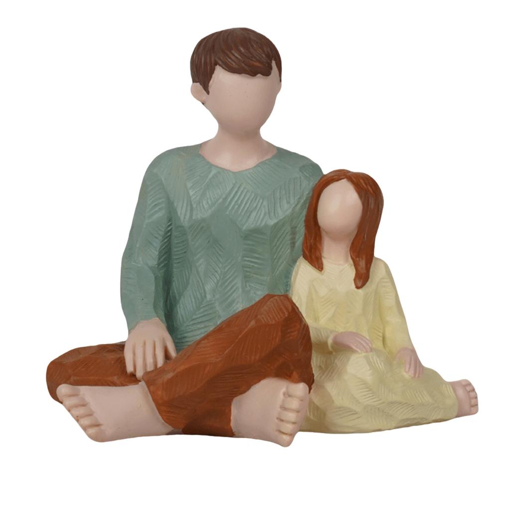 Пара Фигурка Семья Собака Смолы Статуэтка Родитель Сын Дочь Скульптура Домашний Рабочий Стол Книжные Полки Декор Орнамент Подарок