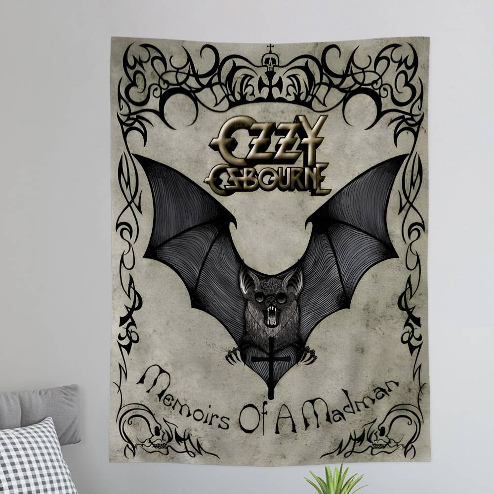 Retro Oozzy Oosbourne Band Colorful Tapestry Wall Hanging Hanging Tarot Hippie Wall Rugs Dorm Wall Art Decor