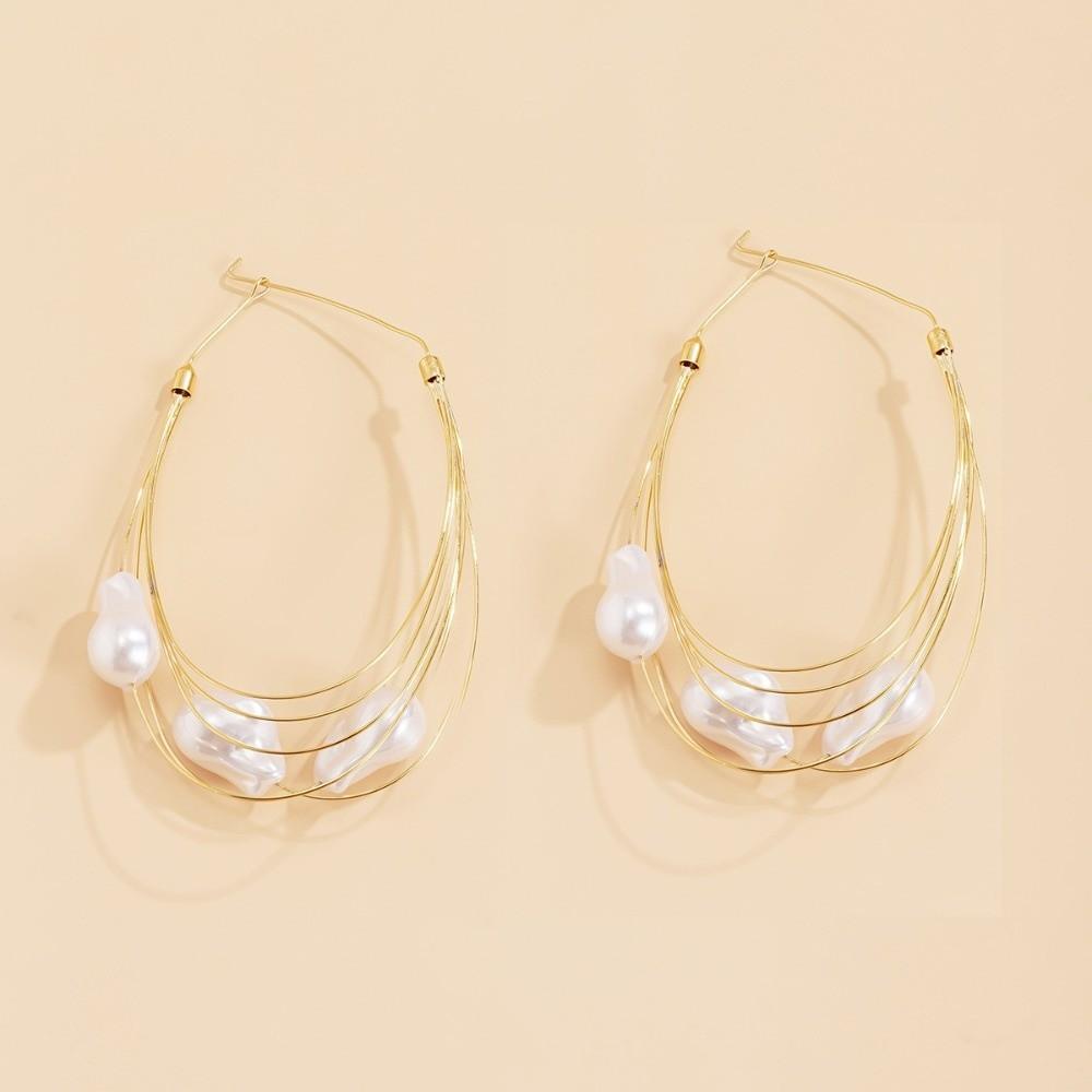 Изысканные серьги-кольца с крупным жемчугом, модные трендовые свадебные серьги для женщин