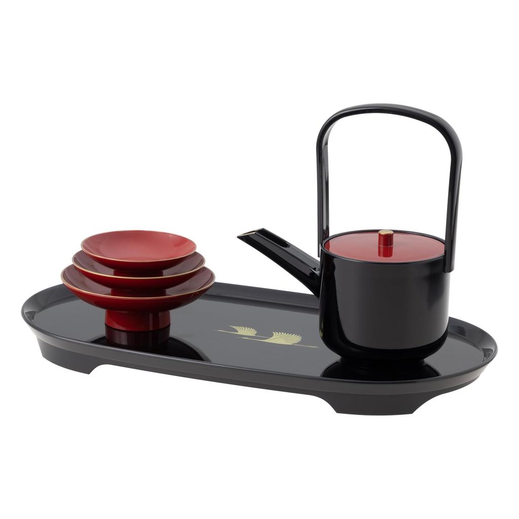 Лакированные изделия Яманака, тосо, журавль, благоприятная чаша для сакэ, набор подставок для тосо, лакированные изделия Яманака, традиционное ремесло, сделанное в Японии, Новый год