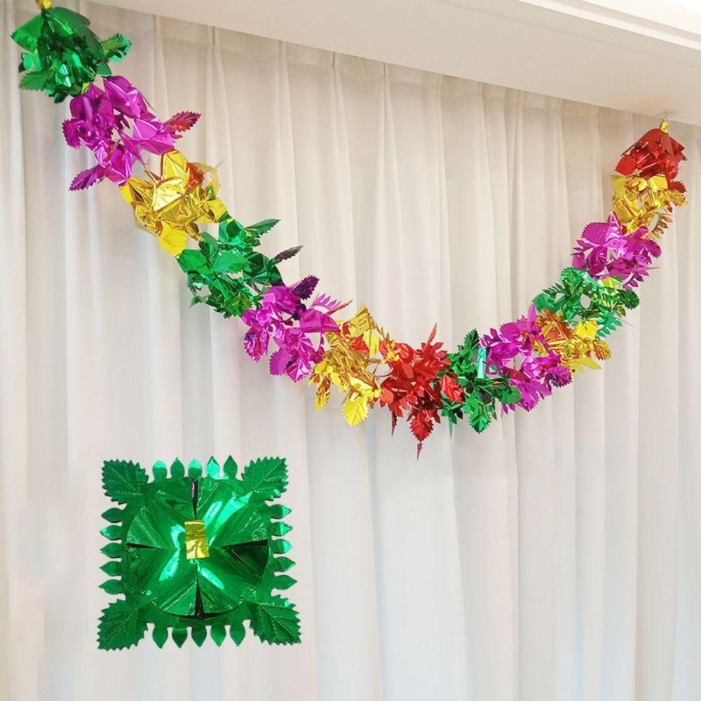 Xmas Gift Party Supplies Hanging Decoration Ceiling Wreath Metalic Foil Garland Christmas Decor