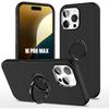 Case for iPhone 16 Pro Max - Black - Silicone - Shockproof - Ring Holder - Soft