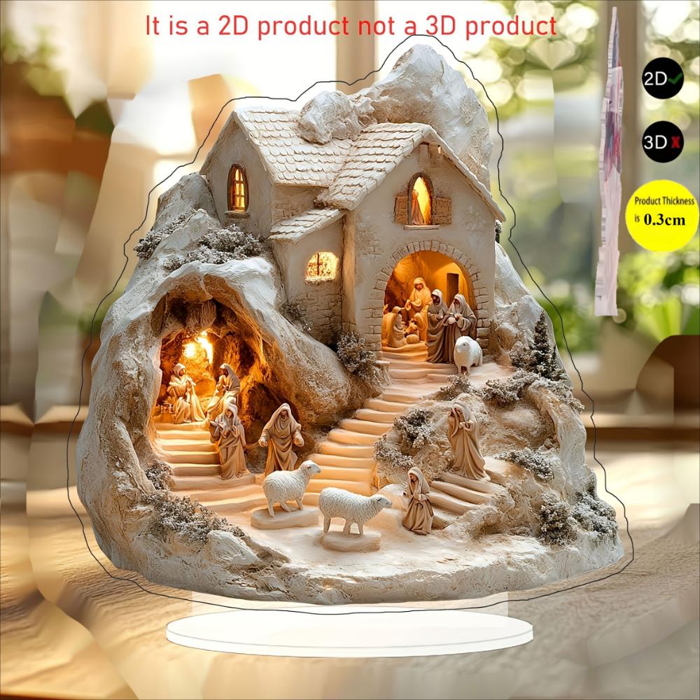 Сцена Рождества, плоский акрил 2D, настольное украшение, подходит для гостиной, офиса, подарков, Рождества, Пасхи, Хэллоуина