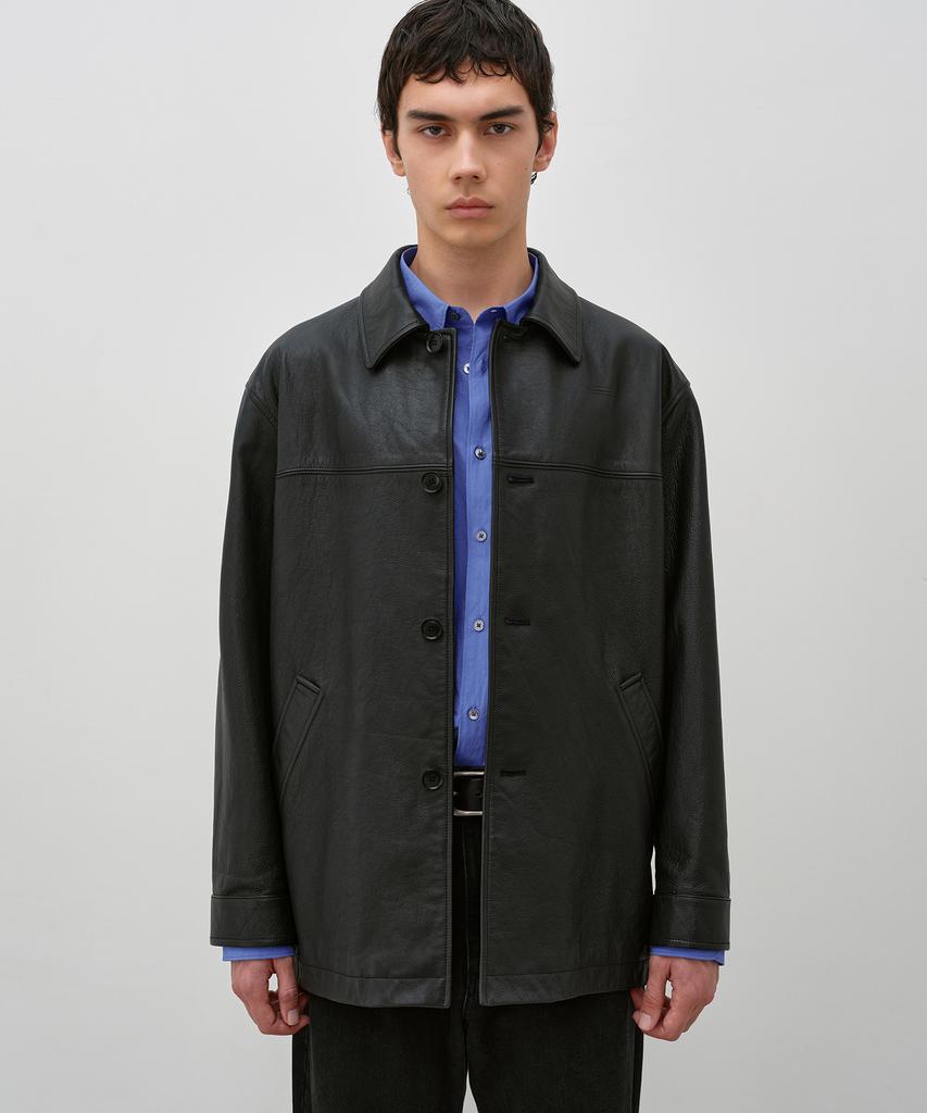 INSILENCE Calfskin Car Coat Black