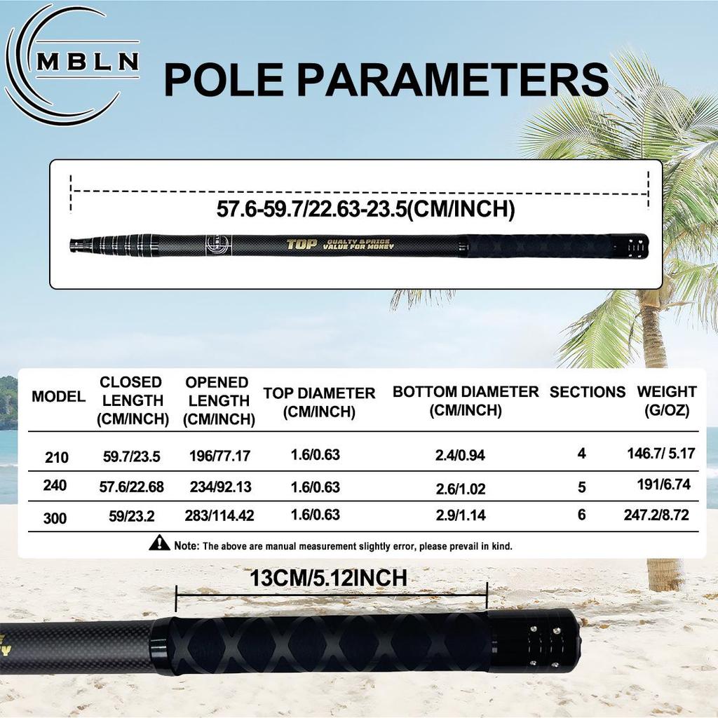 MBLN 3M Сверхлегкий Карбоновый Телескопический Рыболовный Подсачек