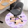 1PC Teddy Bear Bow Purple Round Chair mat Area Rug - Non-Slip, Floor Mat for Office, Bedroom, home decor Christmas Gift c0528025