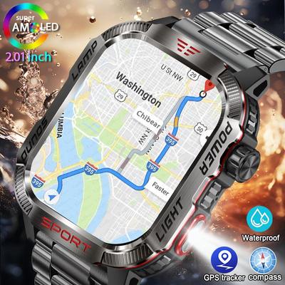 2025 Новые военные GPS умные часы для мужчин фонарик компас водонепроницаемый уличный спортивный трекер Bluetooth вызов умные часы