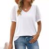 Summer New Puff Sleeve Loose Women Casual Shirt Solid V-neck Simple Mesh Elegant Blouse Women Fashion Vintage Plus Size Women Tops 24310