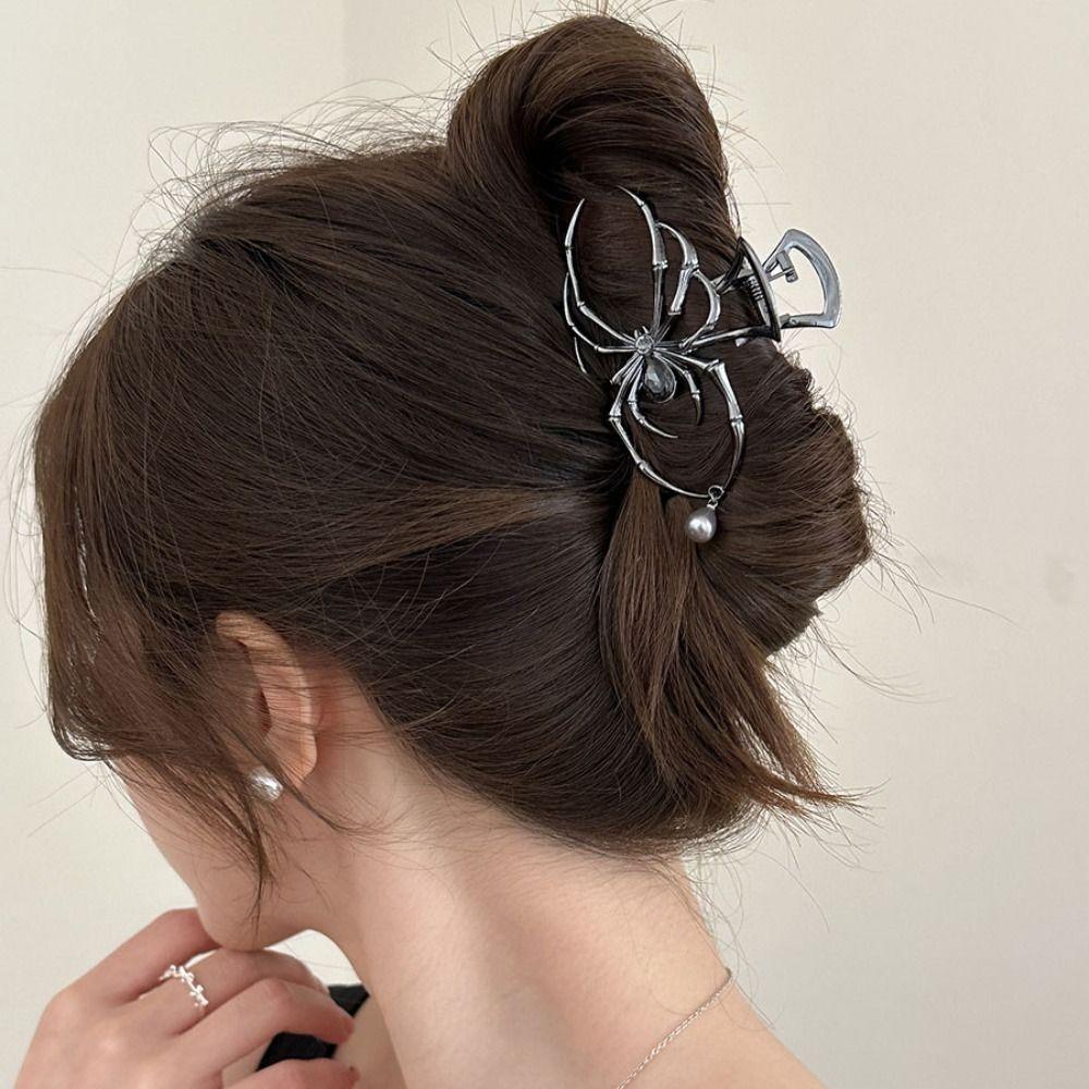 rhinestone Large Shark Clip Hollow Metal Hair Claw Punk Spider Hair Claw Girl
