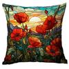 New Vintage Floral Pillowcase Creative Colored Glass Printed Home Sofa Car Cushion Pillowcase