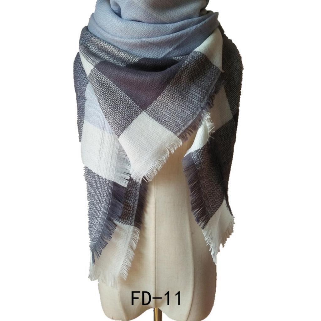 Autumn and Winter Faux Cashmere Black and White Double-sided Large Plaid Square Scarf Scarf Ladies Shawl
