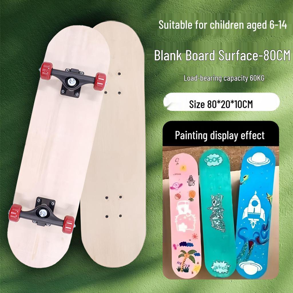 Детский скейтборд, расписанный вручную своими руками: Двусторонняя 7-слойная доска-заготовка из китайского клена