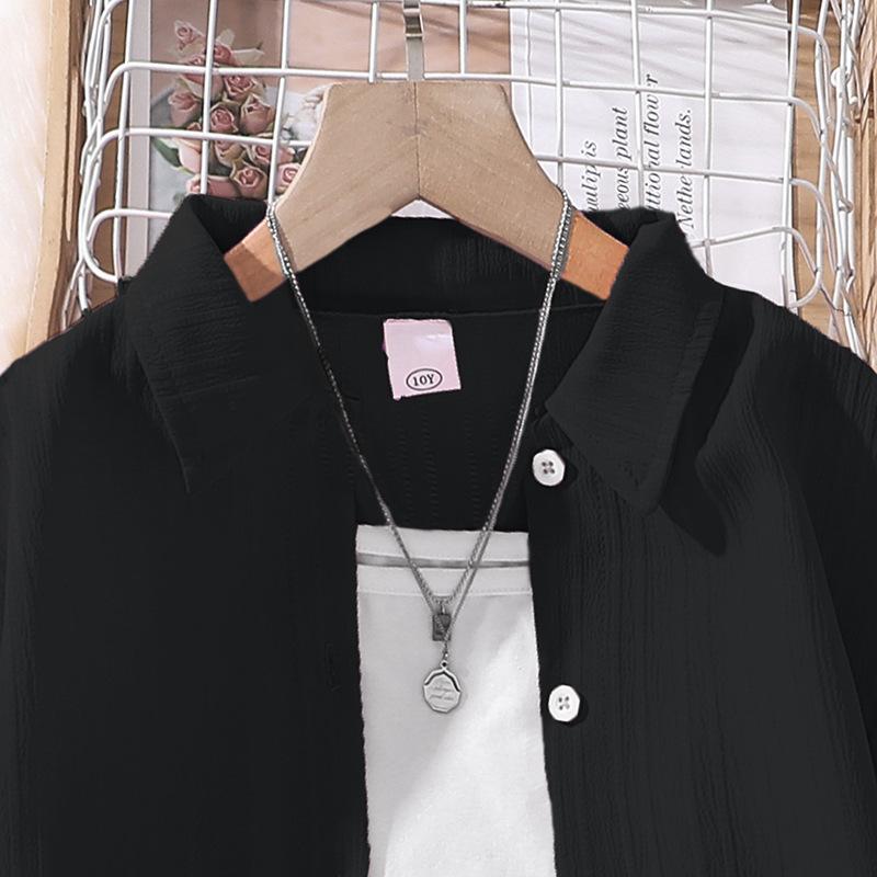 Детский костюм Детская одежда Осень Новый корейский стиль Мальчики и девочки Лазель Рубашка с длинным рукавом Топ Брюки с широкими штанинами