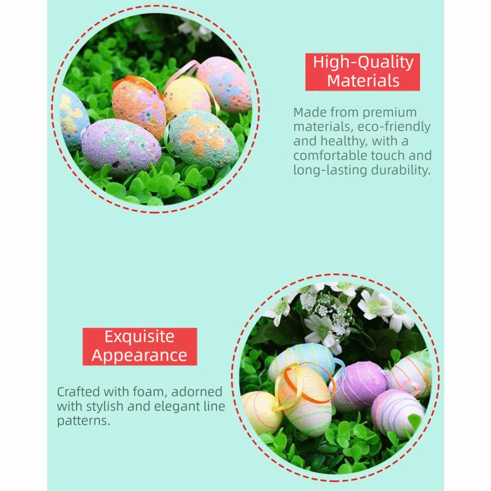6 шт. Цветные пластиковые пасхальные яйца Подвеска Имитация яйца Пеноматериал Подвесные пасхальные украшения Легкие Износостойкие