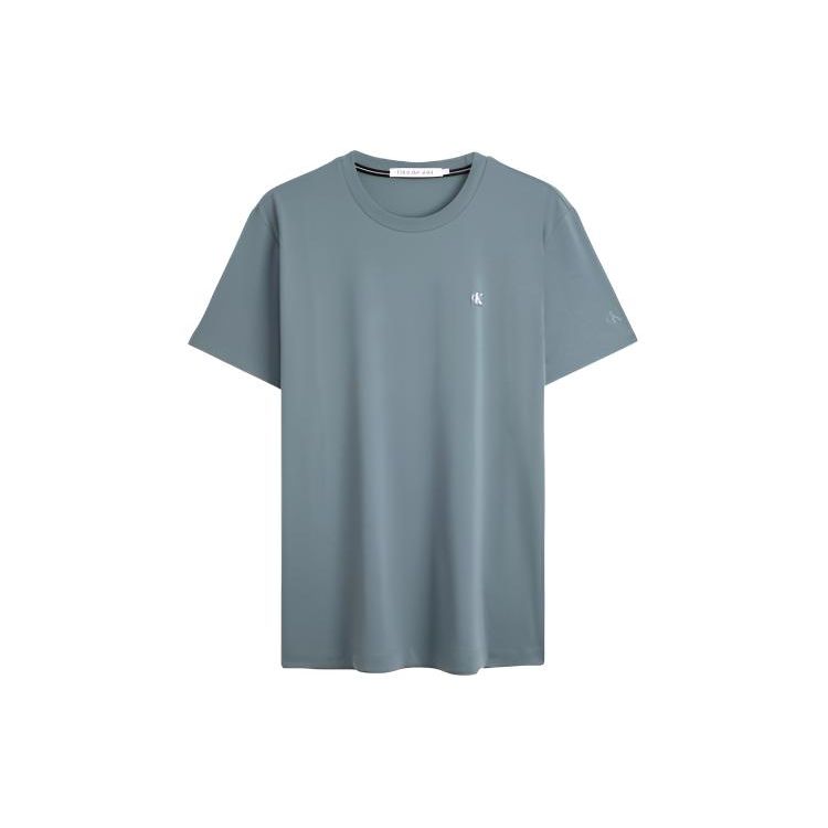 Calvin Klein Футболка с вышитым логотипом и коротким рукавом, мужская, серо-зеленая J324899-CFQ