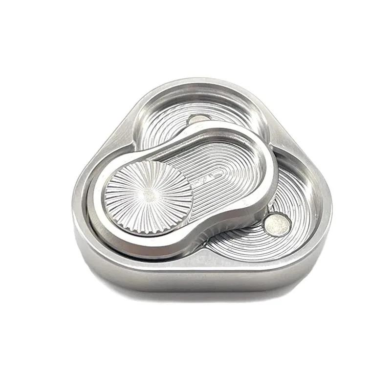 Triangle Magnetic Fidget Slider Edc Metal Finger Push Card Anti Pressure Rotating Toy For Children With Autism Anxiety Relief