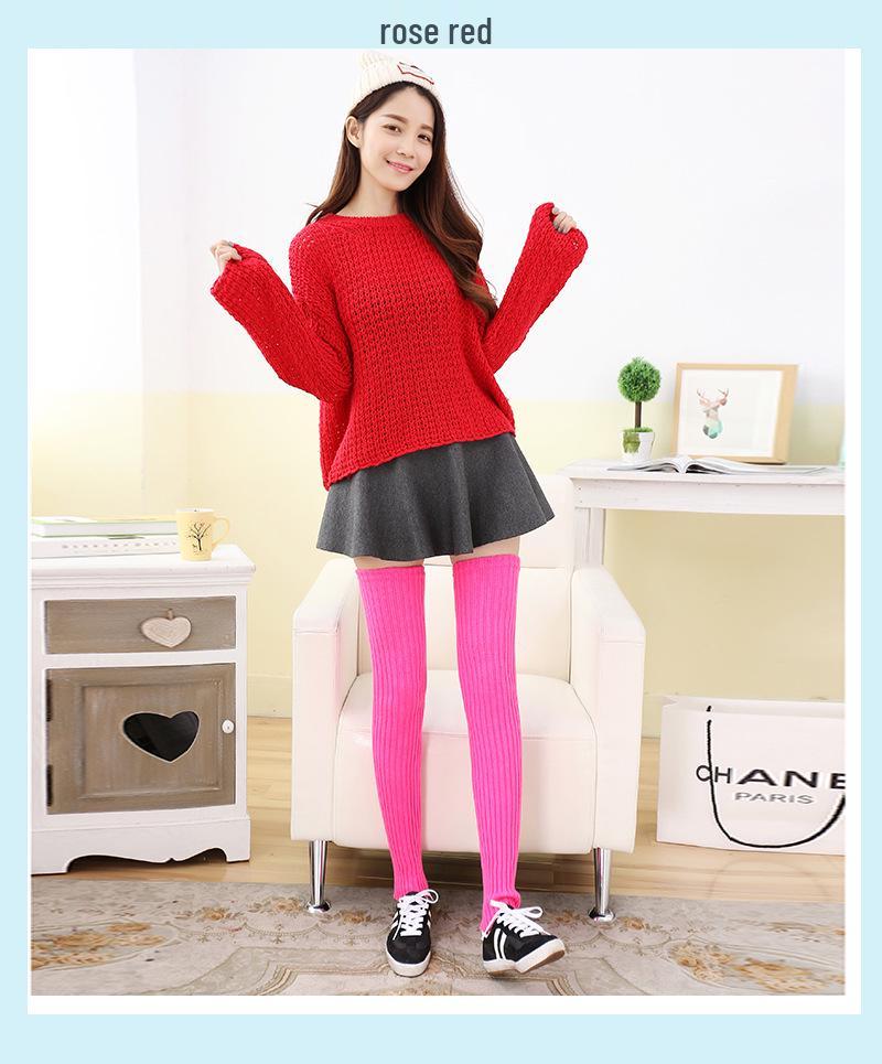 Очень длинные толстые вязаные красные шерстяные гетры 70 см для Нового года и Рождества