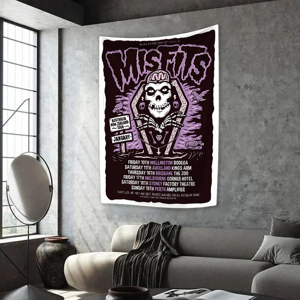 Рок-н-ролльная музыка Гобелен Панк-группа Misfits Печать Украшение для дома Настенный декор для спальни в общежитии Концертный декор