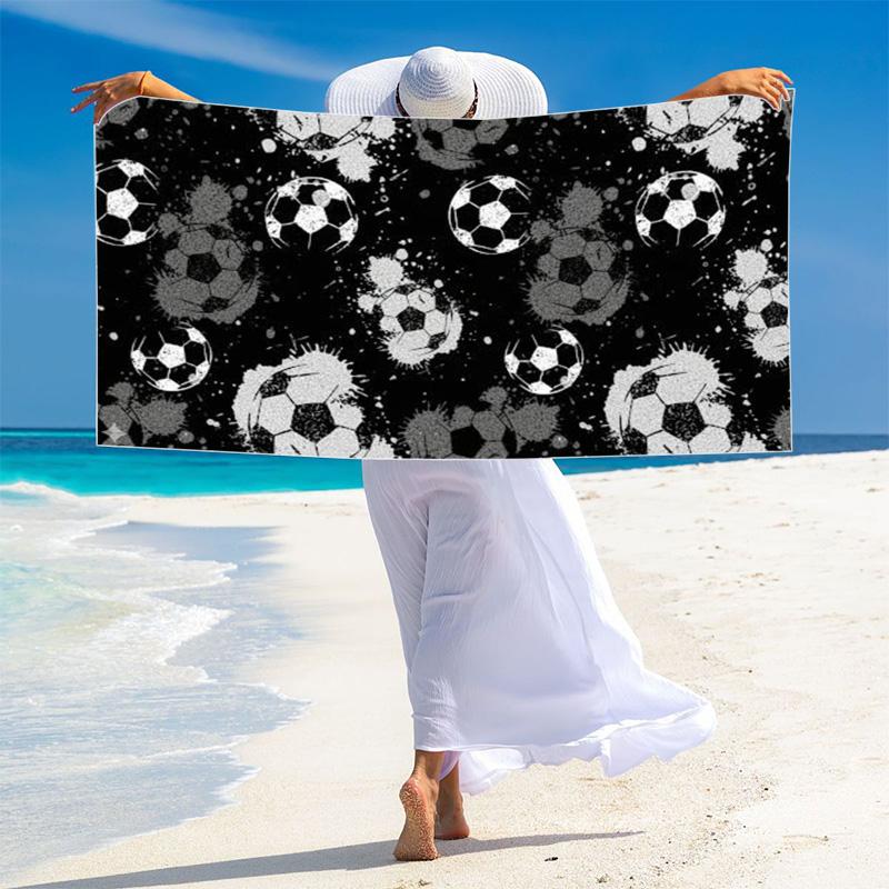 Soccer Print Beach Towel, Large Soft Quick Dry Towel for Beach Camping Swimming