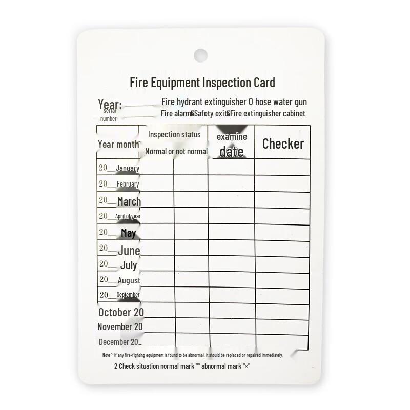 Fire Extinguisher & Fire Hydrant Inspection Card Set