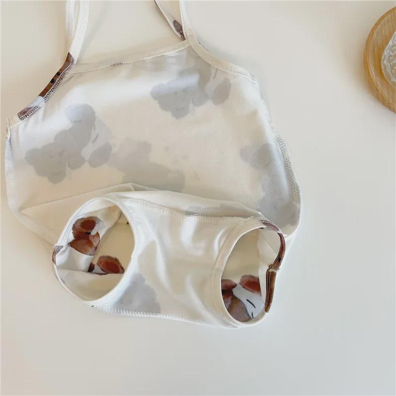 Ins24 Летний детский купальник: Купальник, шапочка для плавания, сумка-слинг и комбинезон для повседневных выходов на пляж