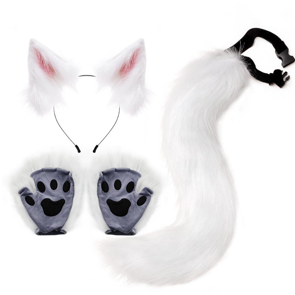 Simulation Claw Plush Fox Ears Hairband Beastly Ears Beastly Tail Paw Cosplay Party Accessory Adult Toy Girls Cosplay Headwear