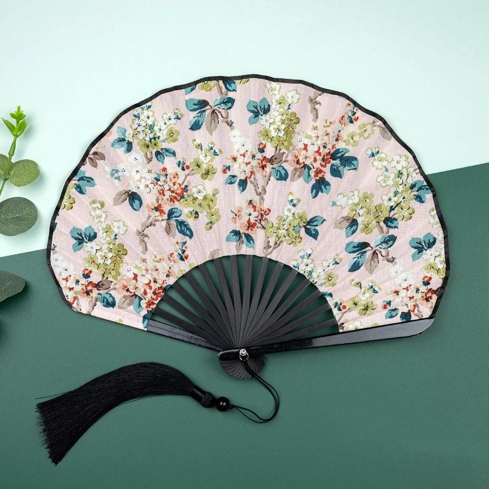 Retro Mini Shell Fan Portable Chinese Style Fan Decorative Folding Hand Fan Photo Prop