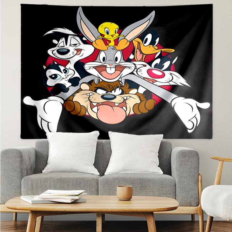 1PC Cartoon rabbit Yellow Bird K-pop music group Tapestry Accessories for Bedroom,Livingroom, dormitory Room Wall Decor Fan Birthday Gifts