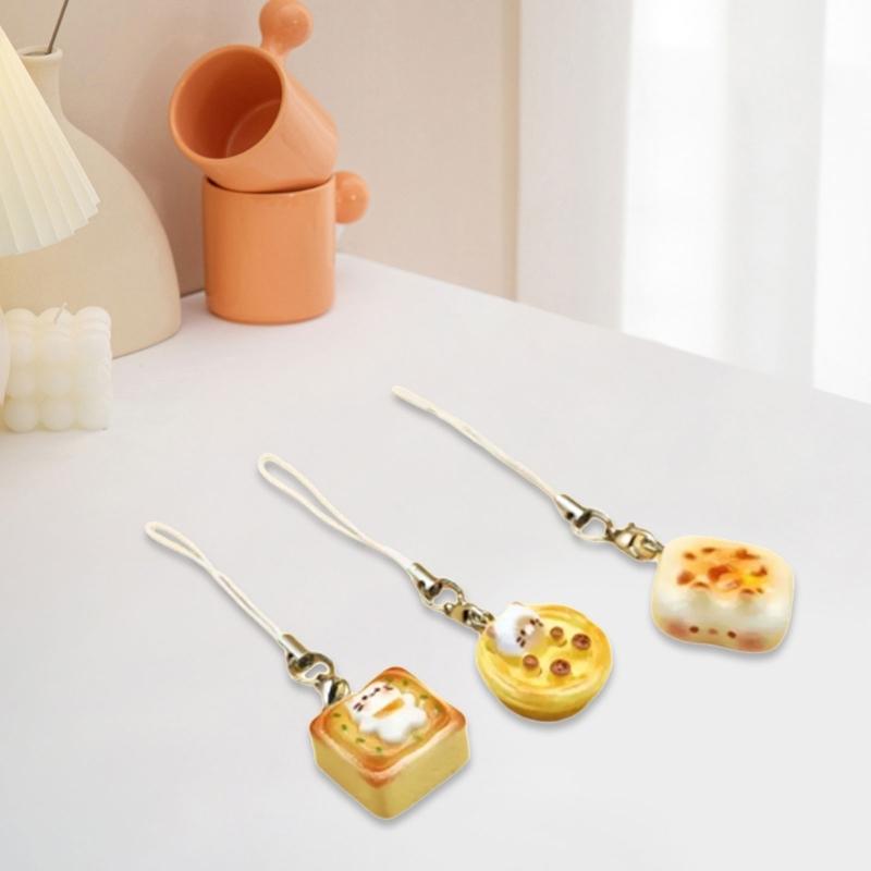 Japanese Styles Lovely Cats Bread Keychains Fashion Accessory Portable for Bags Phones and Gifts Ideas Casual Wear