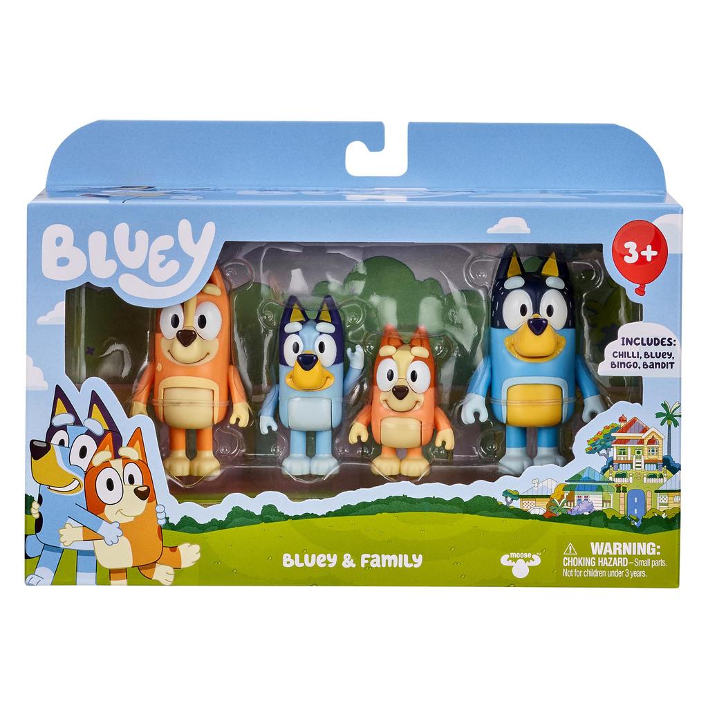 Bluey 2.5-3 Inch Poseable Figure 4-Pack with Bluey Bingo