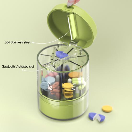 Pill Box Organizer Weekly Medicine Dispenser Large Capacity Compact Design Portable Pill Tablet Storage Box with Cutter