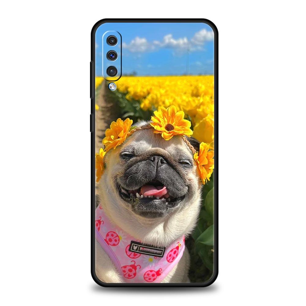 Милый телефонный чехол с собакой мопсом для Samsung A54 A52 A24 A14 A50 A70 A10 A30 A40 A20S A20E A06 A02S A12 A22 A34 A42 A32 5G A04s A16 Чехол