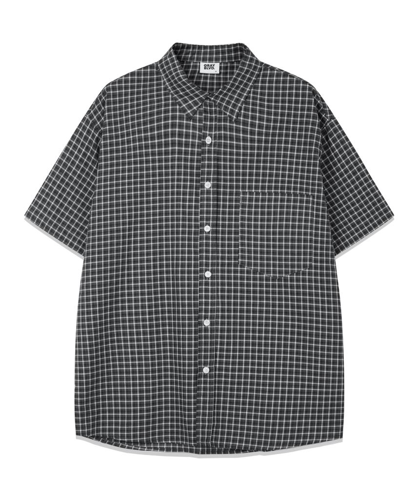 GRAYBLVD Linen-Like Cave Check Short Sleeve Shirt (4 Colors)
