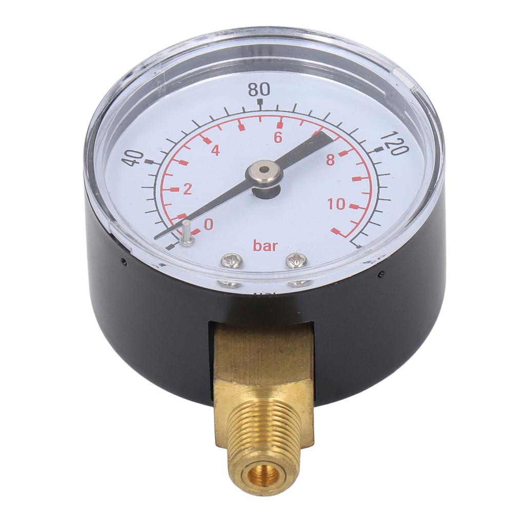 Манометр осевой 0 до 160 фунтов на кв. дюйм 0 до 11 бар 1/8 дюйма NPT 2,0-дюймовый циферблат Манометр для воздуха воды топлива