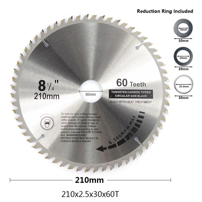 CMCP 210x30mm Circular Saw Blade 24T 48T 60T 80T TCT Saw Blade Carbide Tipped Wood Cutting Disc For Power Tools