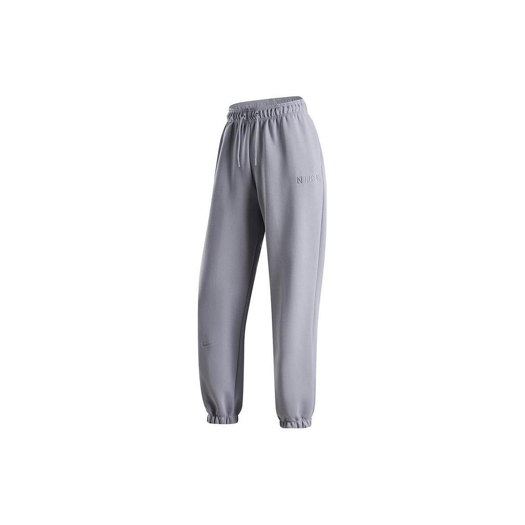 Nike Однотонные трикотажные джоггеры женские на шнурке серо-фиолетовые HF0423-012