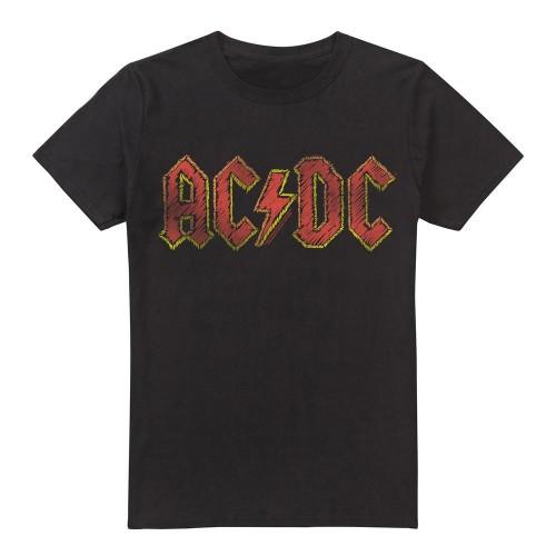 AC/DC Мужская футболка с нарисованным вручную логотипом