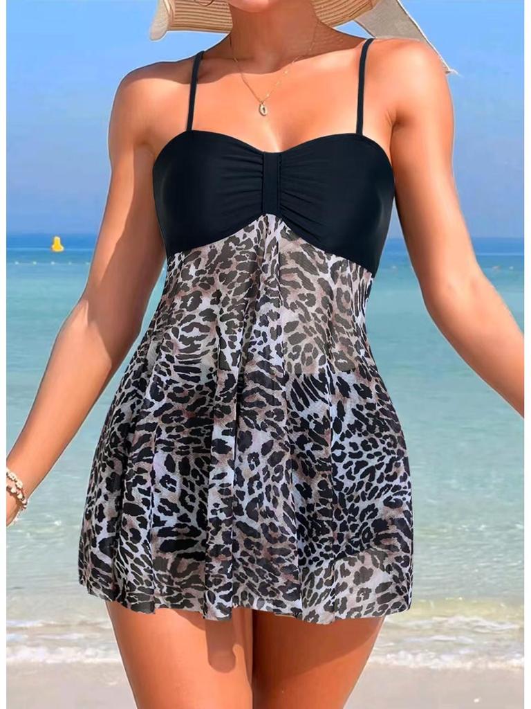 Женский купальник танкини с высокой талией из сетки на косточках с шортами-боксерами