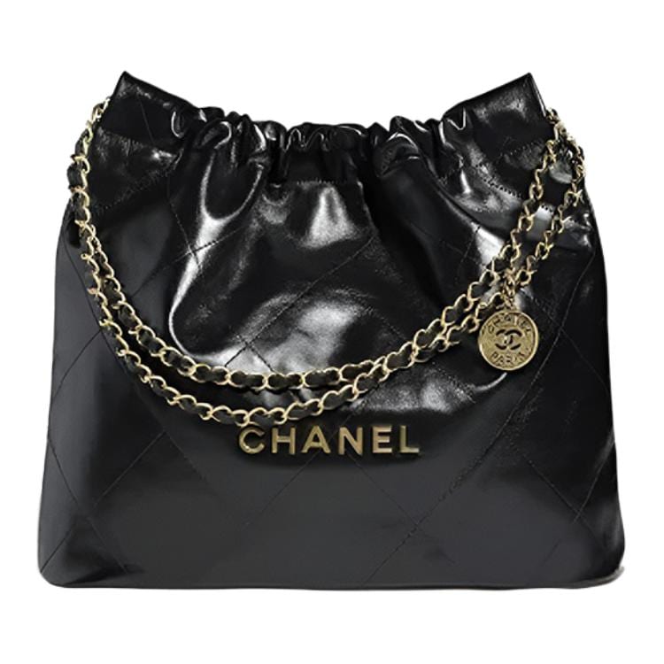 CHANEL 22Bag Medium Handbag Shoulder Bag Shiny Calfskin Black AS3261-B08037-94305