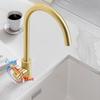 1Set of Brushed Golden Light Luxury Hot and Cold Dual Control Kitchen Sink Faucet, 360-Degree Rotating Faucet, Suitable for Kitchen Sinks