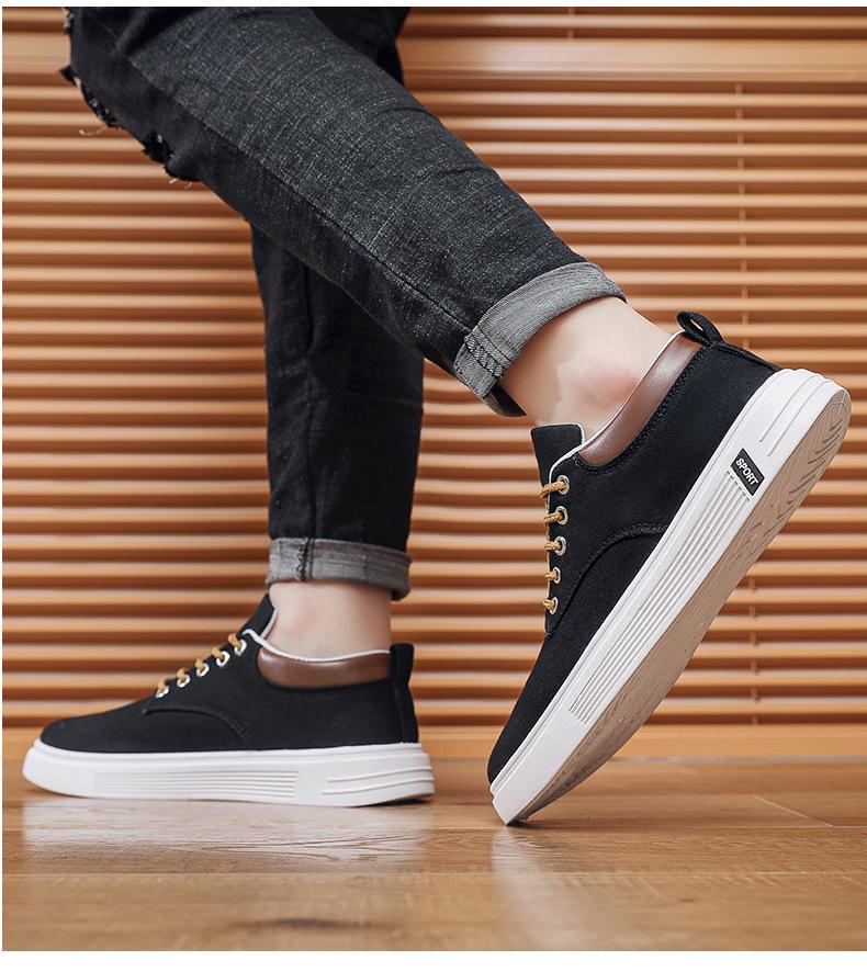 Мужская дышащая парусиновая повседневная обувь 2024 года — модный молодежный стиль Гонконга