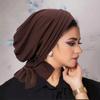 Pre-Tied Turban Chemo Cap Ruffle Islamic Cancer Headwear Scarf New Muslim Women Hijab Bonnet