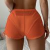 Women's Mesh Transparent Bikini Cover Summer Beach Shorts Drawstring Swimwear