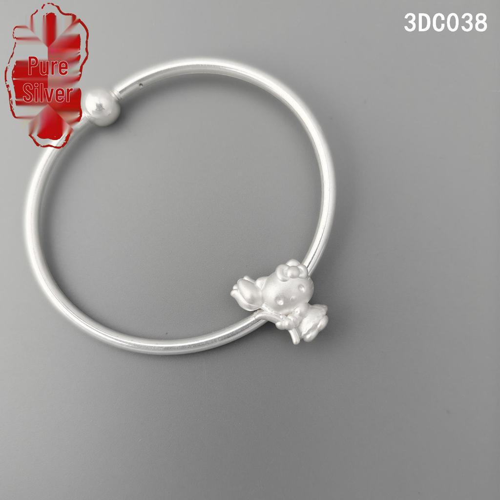 Браслет из стерлингового серебра S999 с 3D-подвесками в виде кошек и тюльпанов - Модные бусины-разделители для DIY