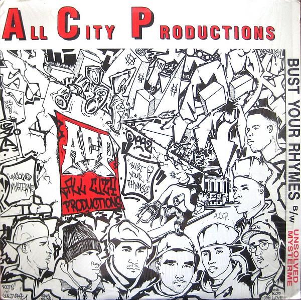 12-дюймовая пластинка ALL CITY PRODUCTIONS - Bust Your Rhymes / Unsolved Mysterm ACP92001 All City Record 1992 US Рэп и хип-хоп/R&B Б/У