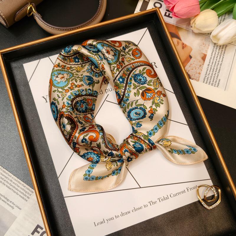 100% Mulberry Silk Small Square Scarf for Women - Versatile, Stylish Neckerchief for Spring & Autumn