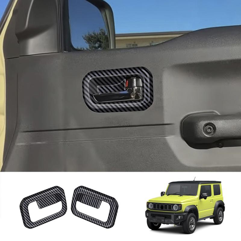 FOR SUZUKI Jimny Nomade 5/SIERRA 3 2025 ABS Carbonfiber black Car Inner Door Handle door Bowl cap Covers Interior Accessories