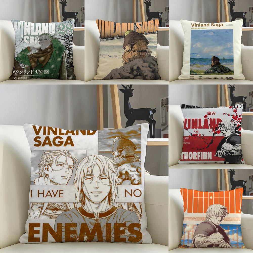 Мультфильм Комикс V-Vinland Saga ПК 3 Наволочка Наволочка из натурального льна Двусторонняя Декор Наволочка для дивана Домашний Декор