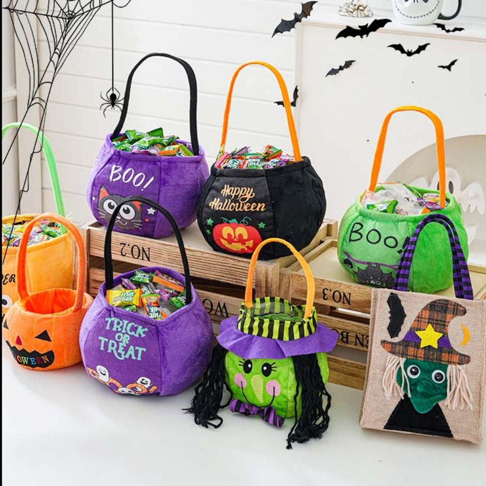 Gifts Pouch Pumpkin Candy Bucket Trick or Treat Stuffed Cotton Tote Bags Festival