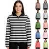 Women's Pullover Striped Print Top Long Sleeve Sports Flannel Top